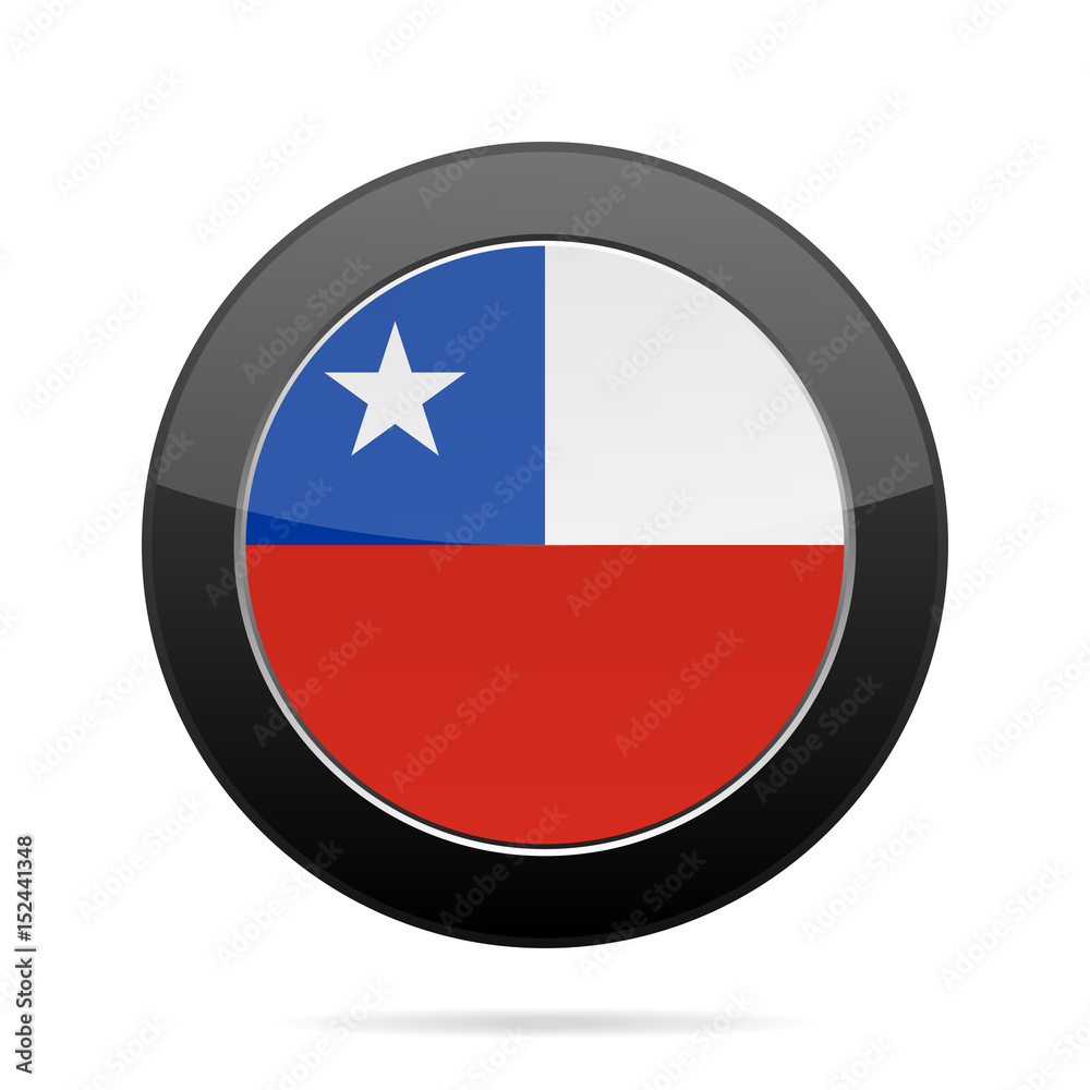Flag of Chile. Shiny black round button. Flag of Chile. Shiny black round button.