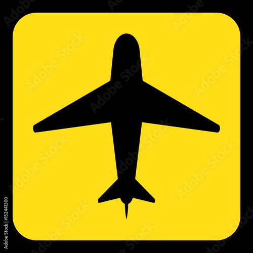 yellow, black information sign - airliner icon