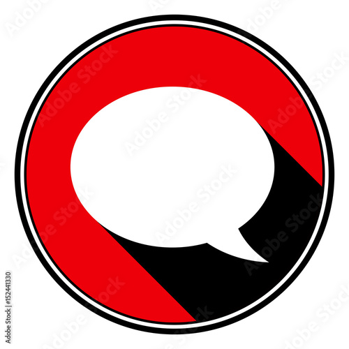 red round with black shadow - white speech bubble