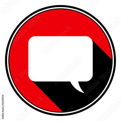 red round with black shadow, white speech bubble