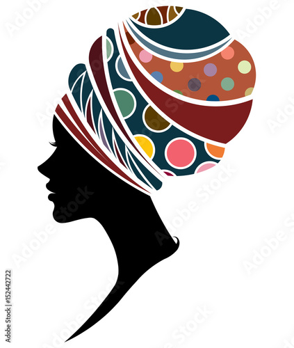 African women silhouette fashion models on white background