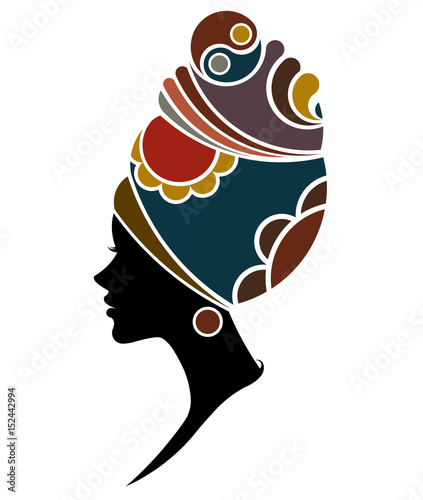 African women silhouette fashion models on white background