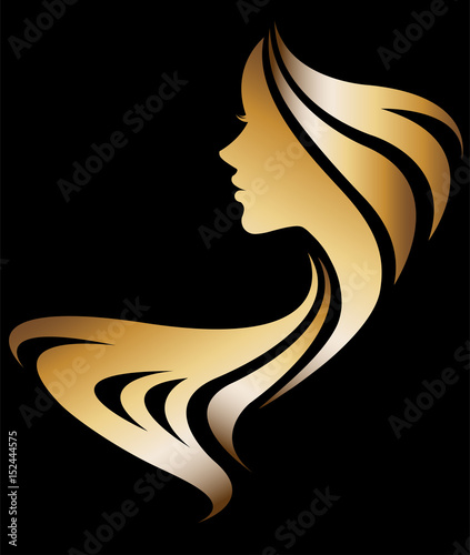 illustration vector of women silhouette icon on black background