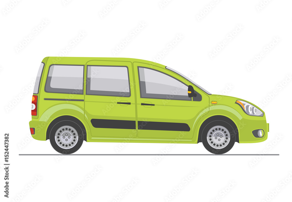 Green car on white background. Flat styled vector illustration.
