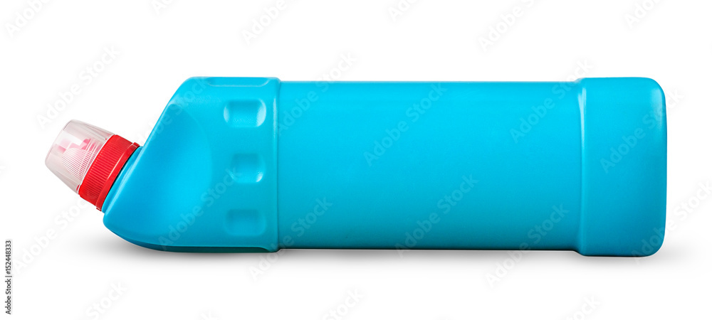 Disinfectant in a plastic bottle horizontally