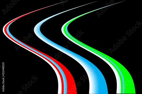 Abstract colored lines. Speed motion at night