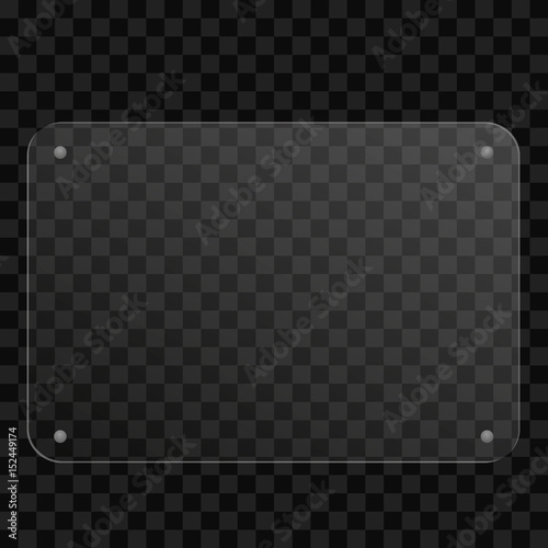 Wallpaper Mural Transparent Glass Plate Mock Up. See through banner with mounts. Torontodigital.ca