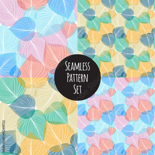 Seamless leaf set, vector illustration.