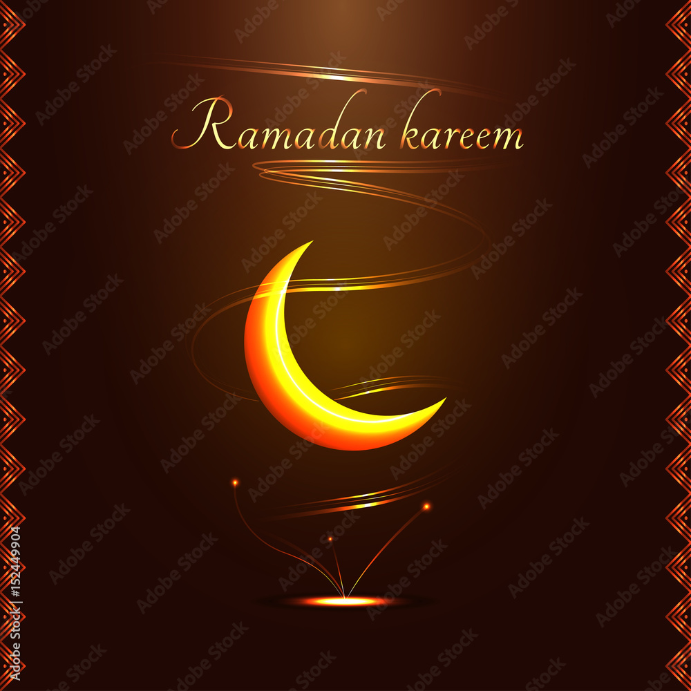 Ramadan Kareem golden sign with frame - vector illustration