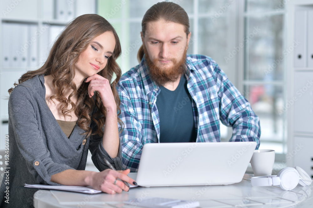 Married couple plans their budget Married couple plans their budget