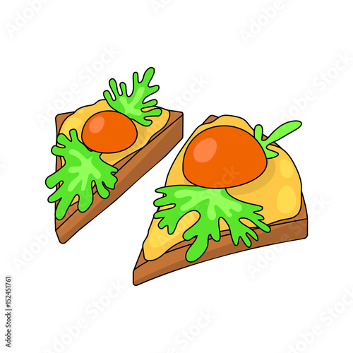 Sandwiches with pate decorated with half a tomato and parsley leaves