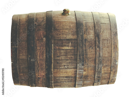 Old wine barrel isolated on white