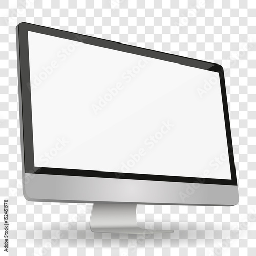 Computer display with blank white screen isolated on a transparent background