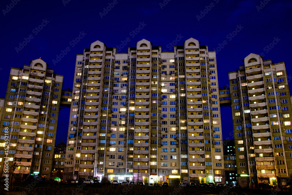 Large apartment building at night