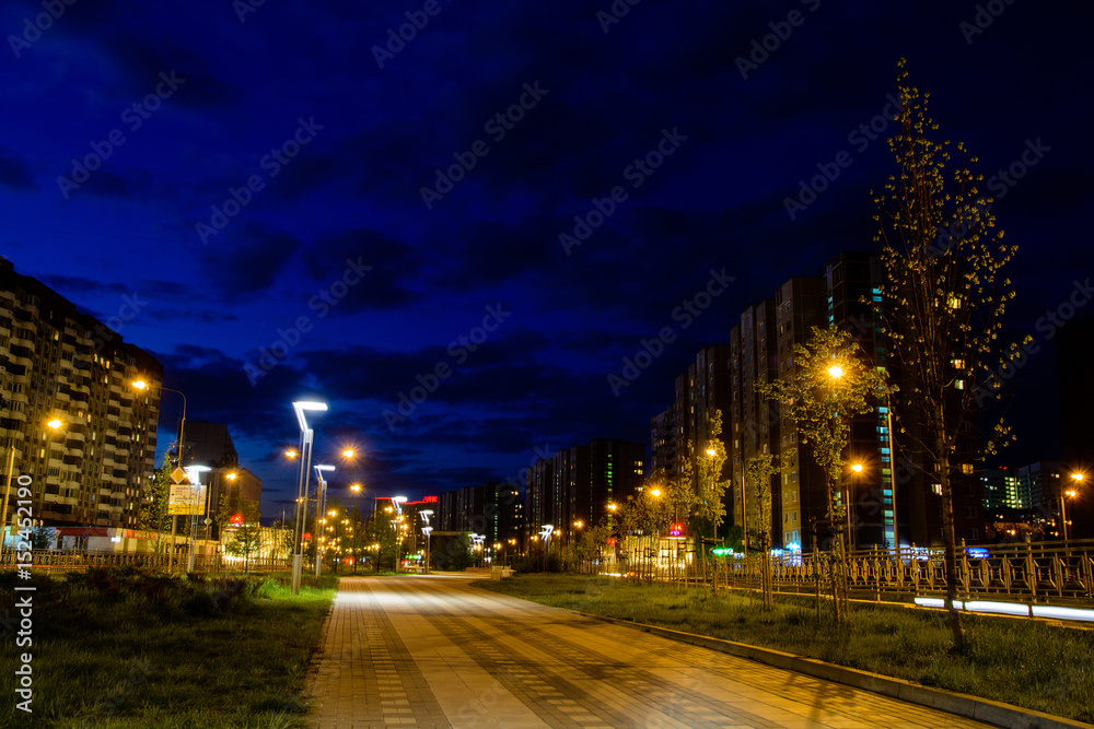 View of the night boulevard View of the night boulevard