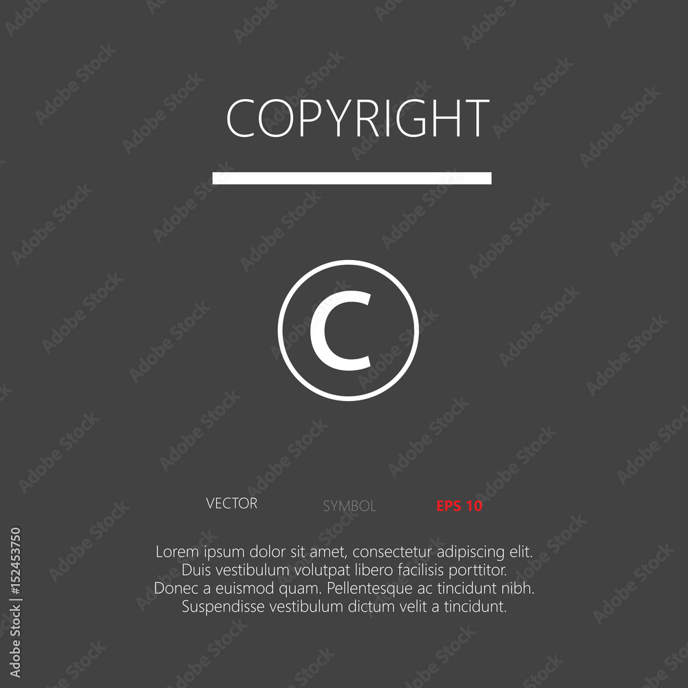 Naklejka premium Copyright button web icon flat design