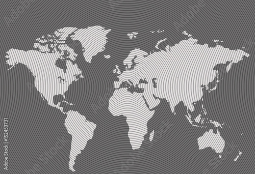 Abstract world map of radial lines. Vector illustration. Eps 10