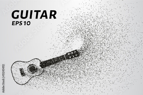 Guitar of the particles. The guitar is composed of small circles and dots. Vector illustration.