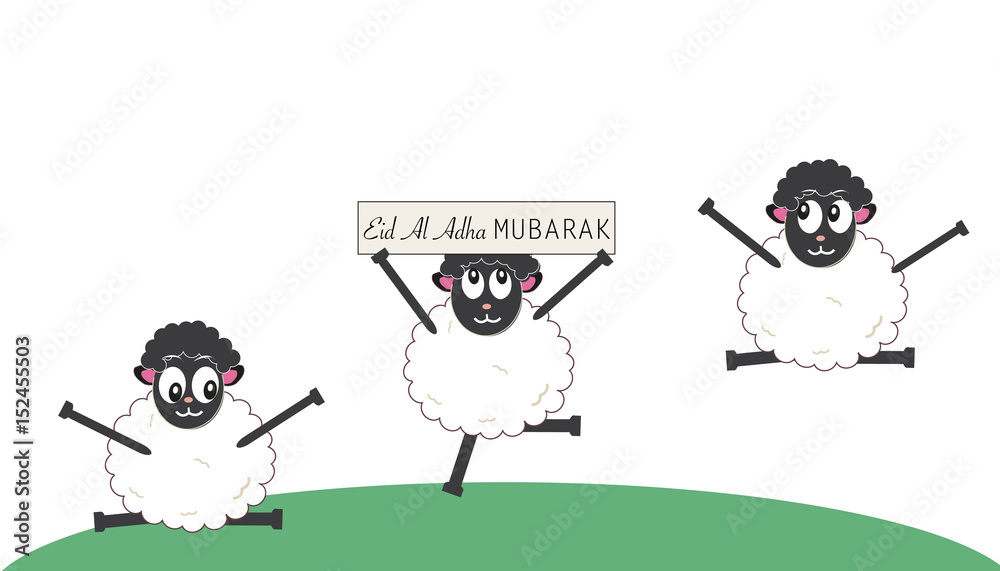 Funny sheep. Islamic festival of sacrifice. Eid Al adha celebration and  greeting card Stock Illustration | Adobe Stock