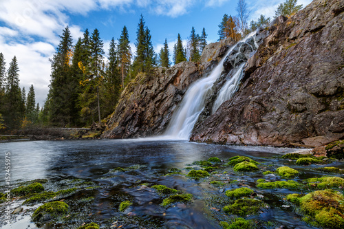 Beautiful landscape with waterfall in Finland  Hepok  ng  s