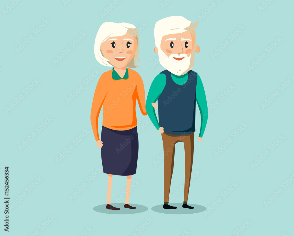 Old senior man and woman walking together arm in arm Old senior man and woman walking together arm in arm