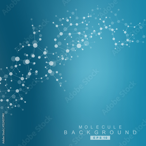 Structure molecule and communication. Dna, atom, neurons. Scientific concept for your design. Connected lines with dots. Medical, technology, chemistry, science background. Vector illustration.