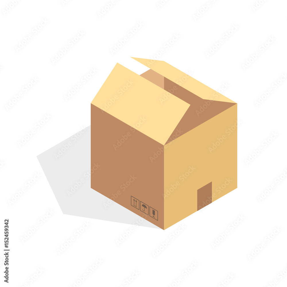 Isometric cardboard icon. Cartoon package box vector illustration Isometric cardboard icon. Cartoon package box vector illustration