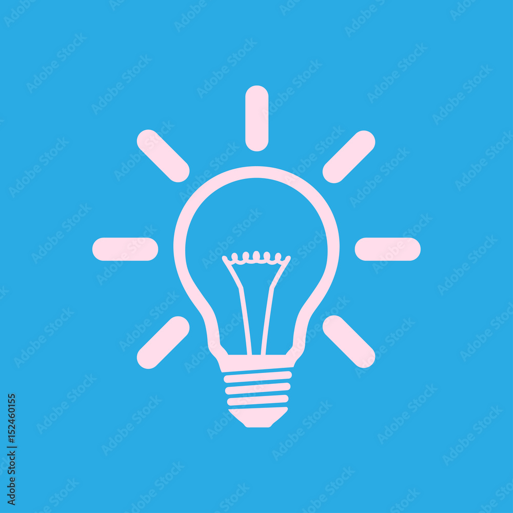 Light lamp sign icon. Idea bulb symbol. Flat design style.
