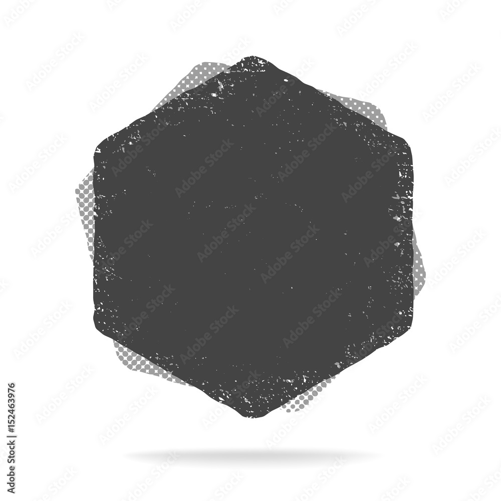 Grunge hexagon shape. Dirty texture vector illustration