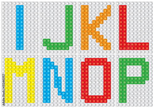 Obraz na płótnie Bricks alphabet set, letters : I J K L M N O P / vector illustration w salonie