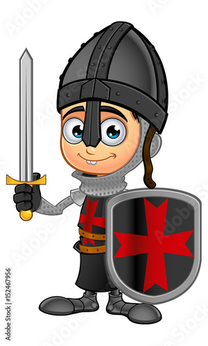 Boy Black Knight Cartoon Character