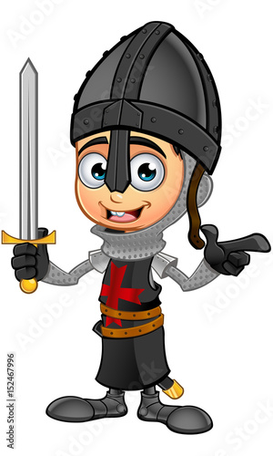 Boy Black Knight Cartoon Character