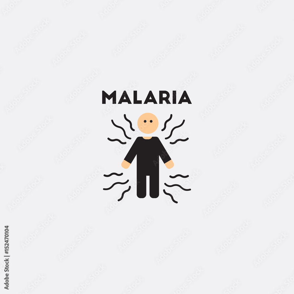 Vector icon on circle various symptoms of Malaria on the human Vector icon on circle various symptoms of Malaria on the human
