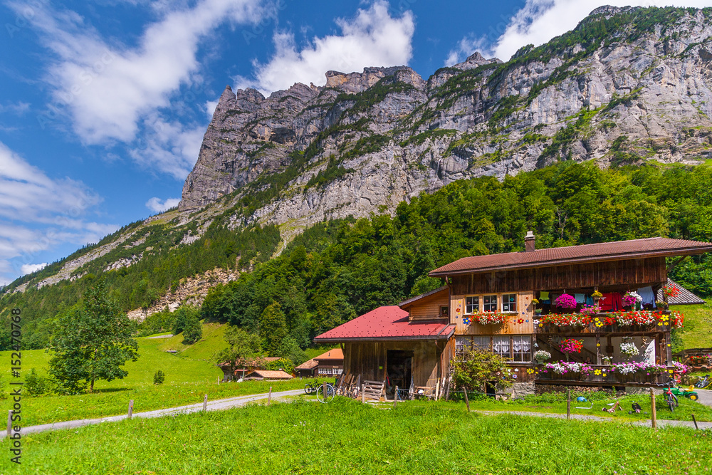 Alpine village Stechelberg, Switzerland