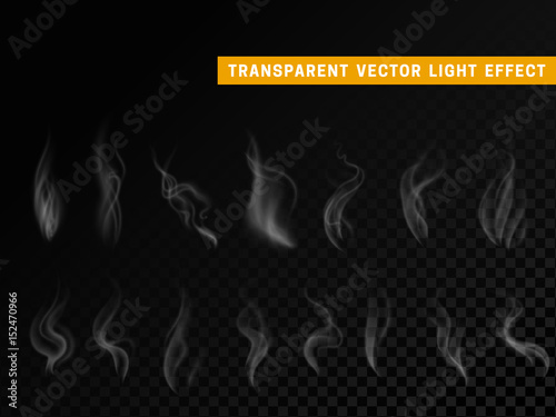 Smoke effect realistic isolated. Transparent background vector illustration