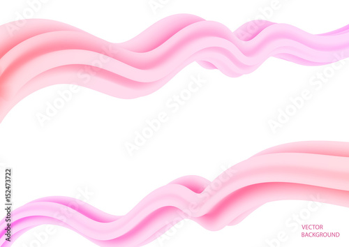 3d waves set or pastel background with bright creamy curly ribbons vector illustration