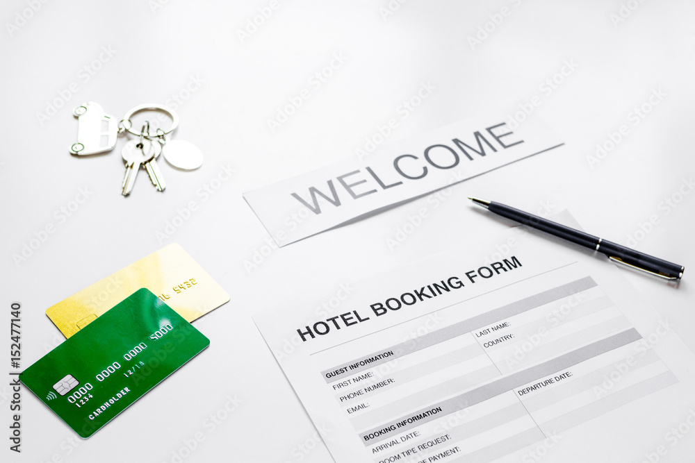 reservation form on hotel reception desk background reservation form on hotel reception desk background