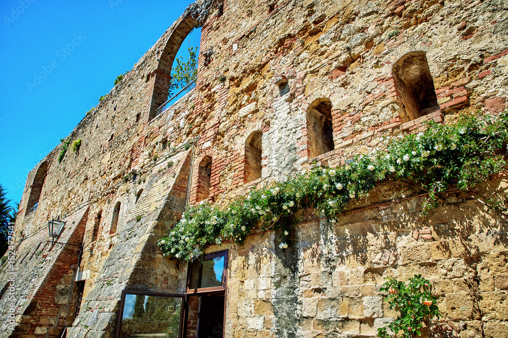 old wall of ancient italian city