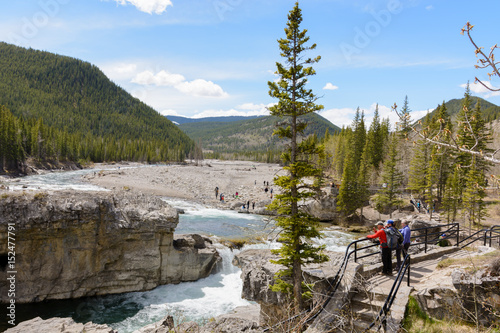 Hikers admiring the view at Elbow Falls