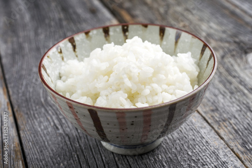 Fotografie Traditional Japanese Koshihikari Rice as close-up in a bowl