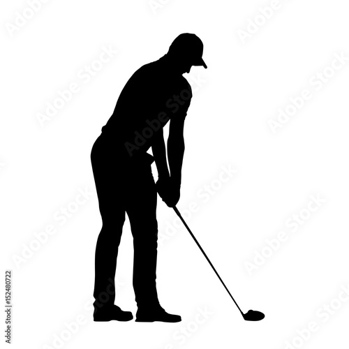 Golf player icon. Isolated vector silhouette