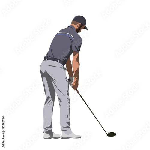 Golf player in gray shirt, abstract vector illustration