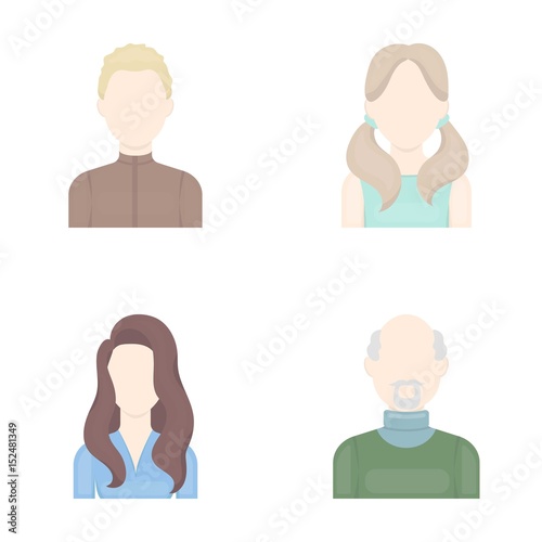 Boy blond, bald man, girl with tails, woman.Avatar set collection icons in cartoon style vector symbol stock illustration web.