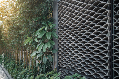 Fotografie East Asian style wavy pattern of tile wall