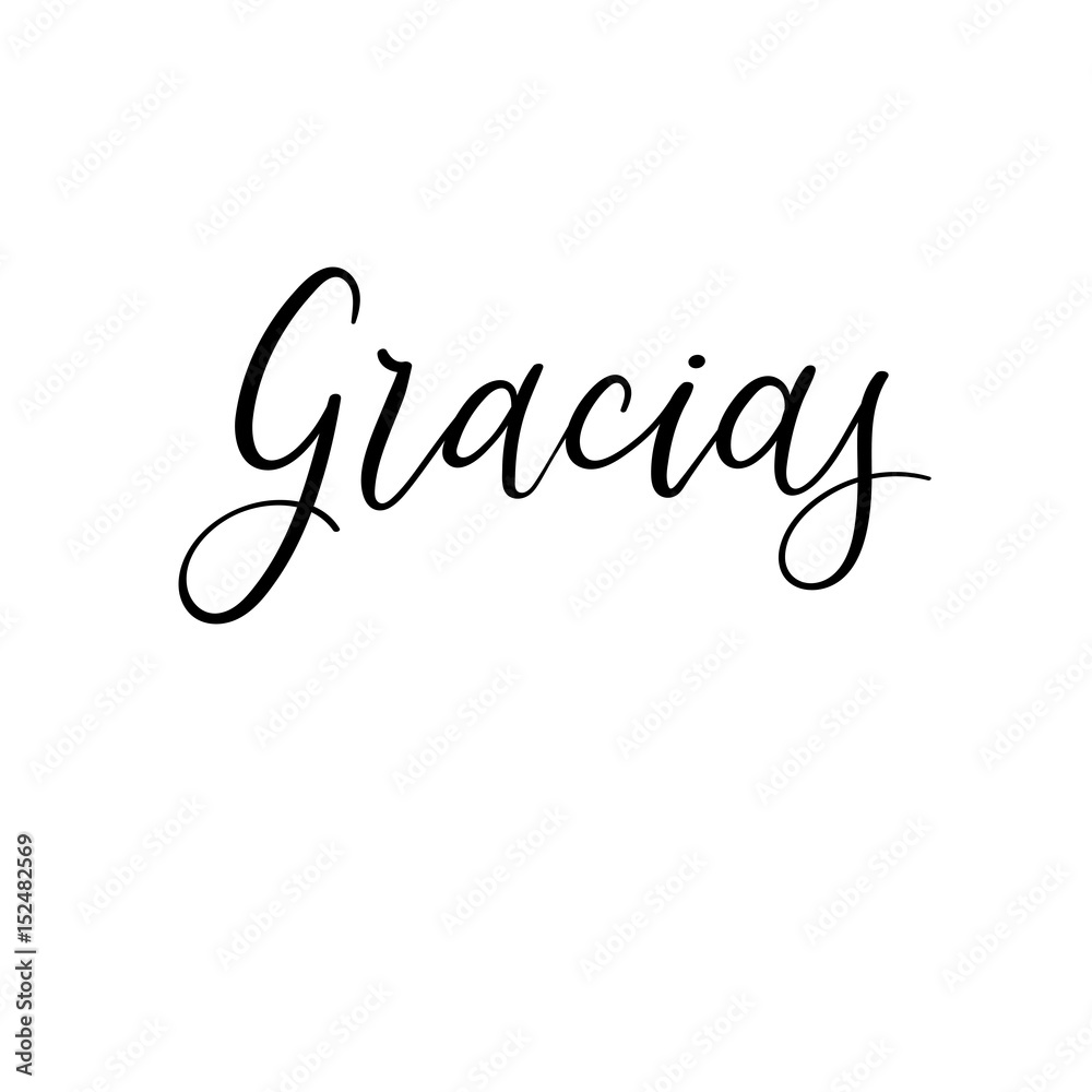 Gracias hand lettering card. Thank you in Spanish. Modern calligraphy.