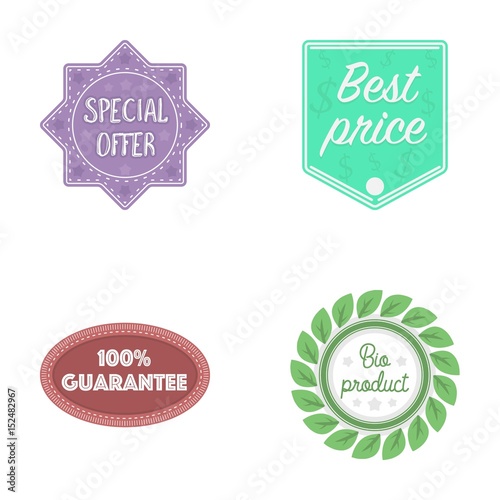 Special offer, best prise, guarantee, bio product.Label,set collection icons in cartoon style vector symbol stock illustration web.