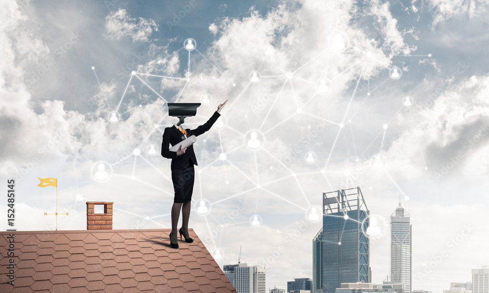 Concept of security and privacy protection with camera headed wo