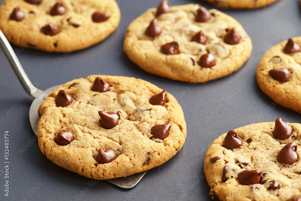 Chocolate Chip Cookies on Baking Tray Chocolate Chip Cookies on Baking Tray