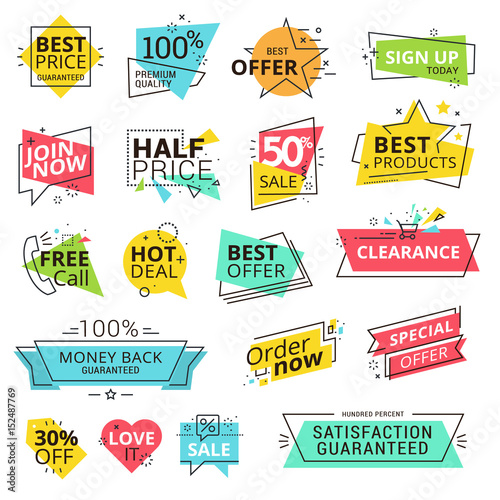 Set of premium quality labels. Modern vector illustration labels for shopping, e-commerce, product promotion, social media stickers, marketing.