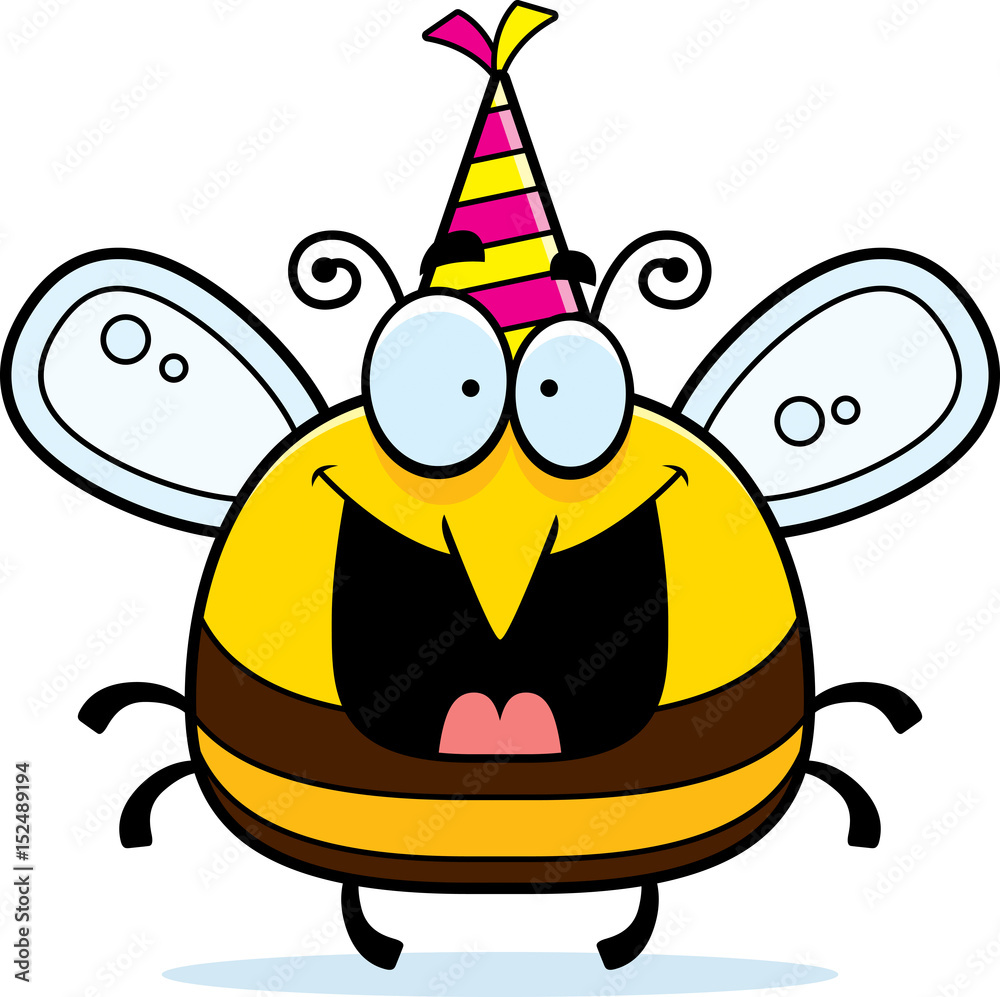 Cartoon Bee Birthday Party Stock Vector | Adobe Stock
